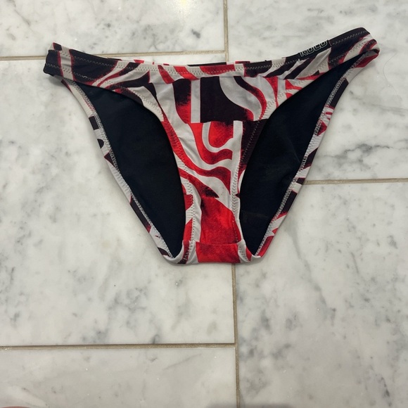 Ulu Red and Black Patterned Bikini. Has a stain on the top. - Picture 3 of 5